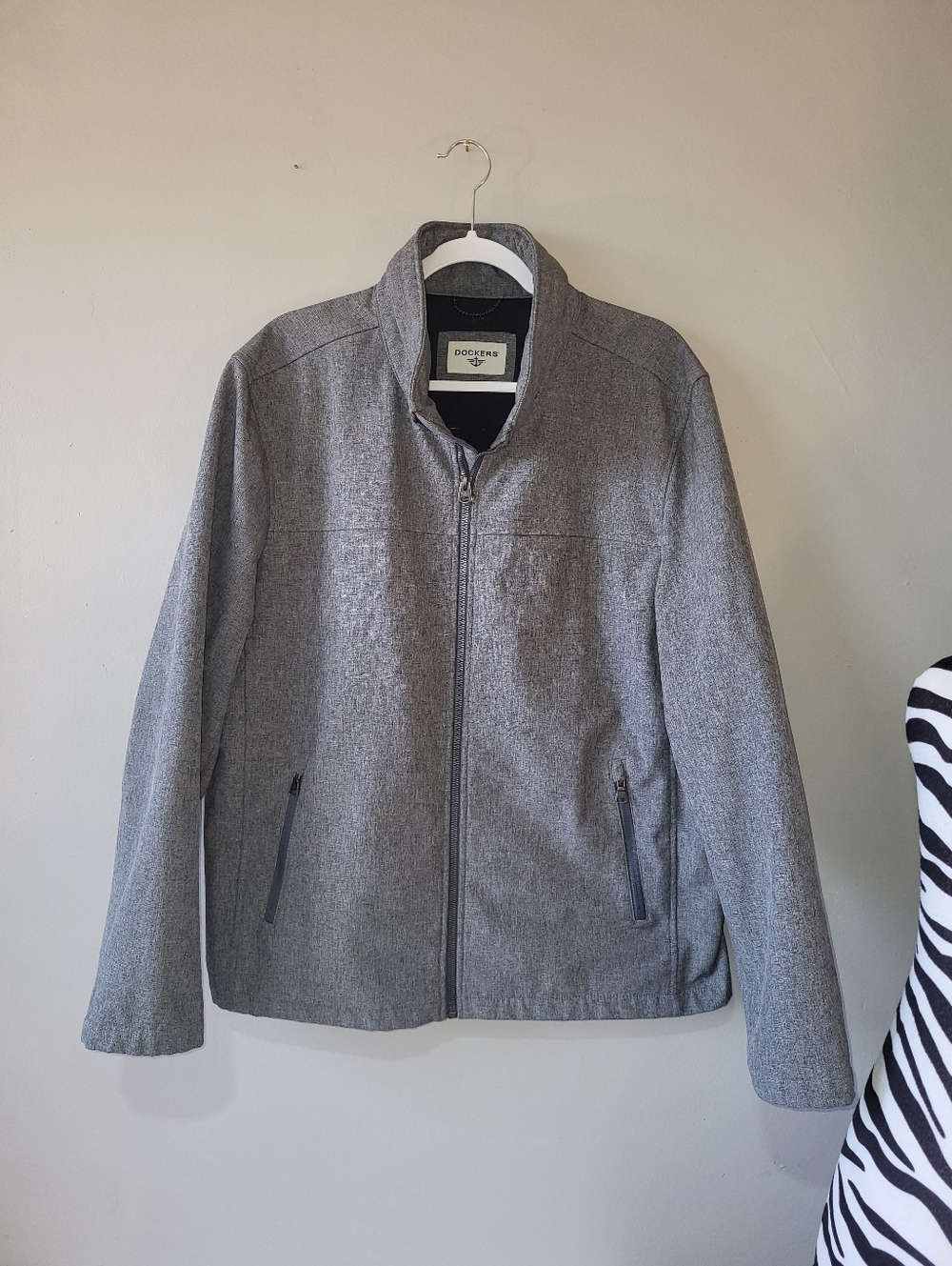Dockers Light Grey Textured Full-Zip Jacket